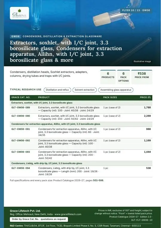 Condensers, Distillation & Extraction Glassware — flyer 10 of 13